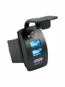 Гнездо розетка USB с синей подсветкой 12-24В TDS TS-CAU46